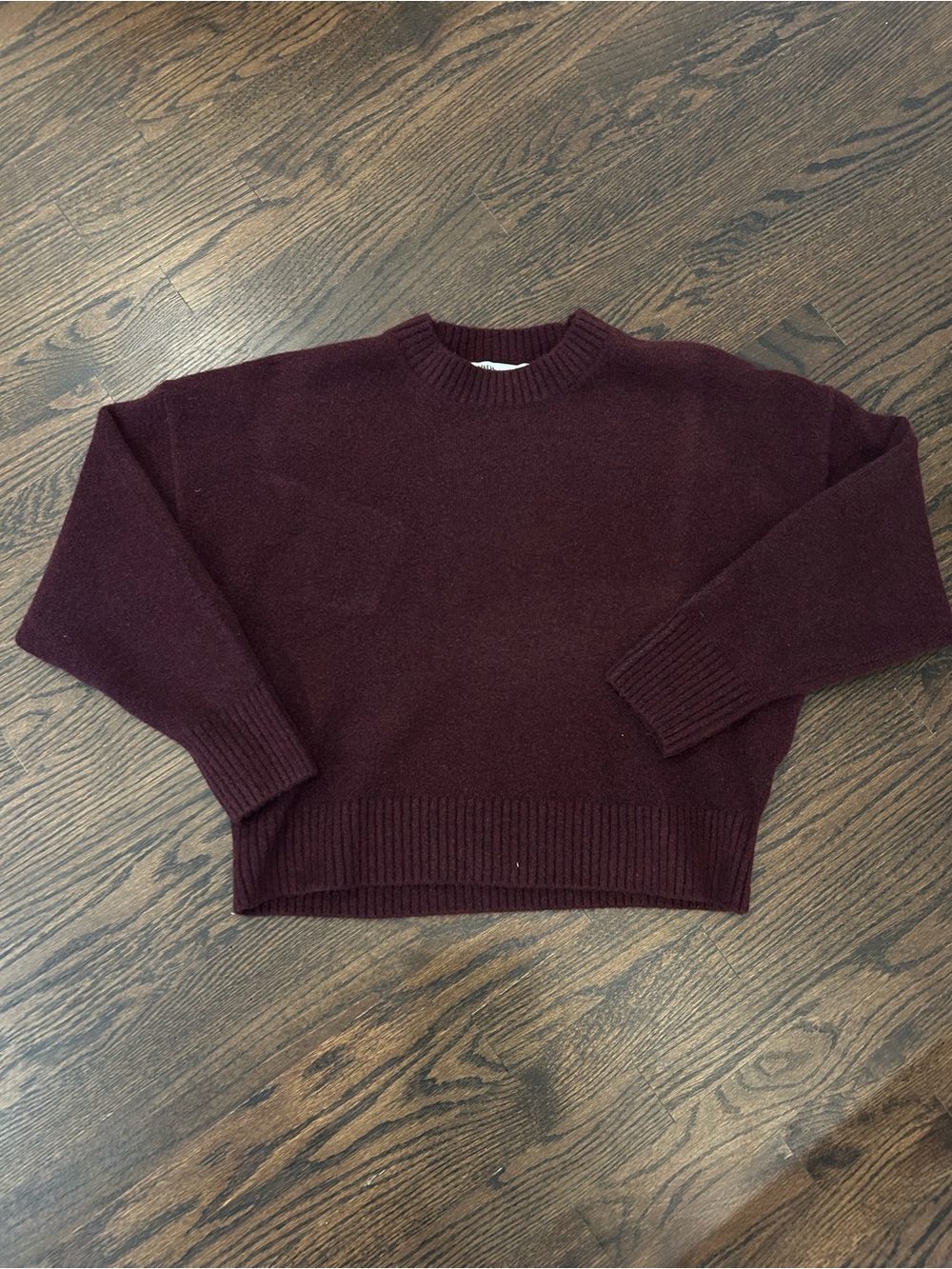 Zara Burgundy Crewneck Sweater